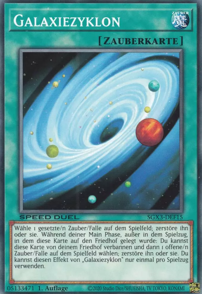 Galaxiezyklon SGX3-DEF15 ist in Common Yu-Gi-Oh Karte aus Speed Duel GX: Duelists of Shadows 1.Auflage