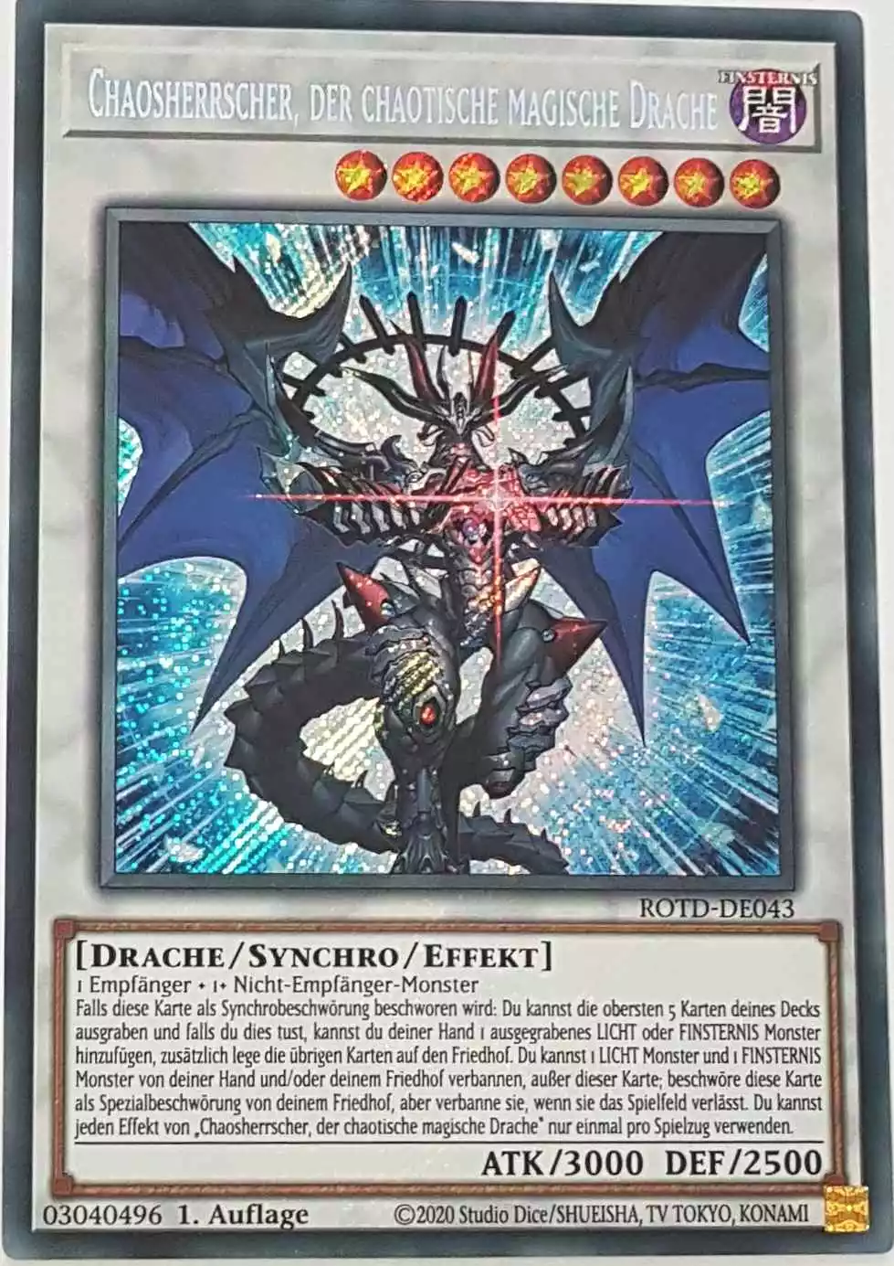 Chaosherrscher, der chaotische magische Drache ROTD-DE043 ist in Secret Rare Yu-Gi-Oh Karte aus Rise of the Duelist 1.Auflage