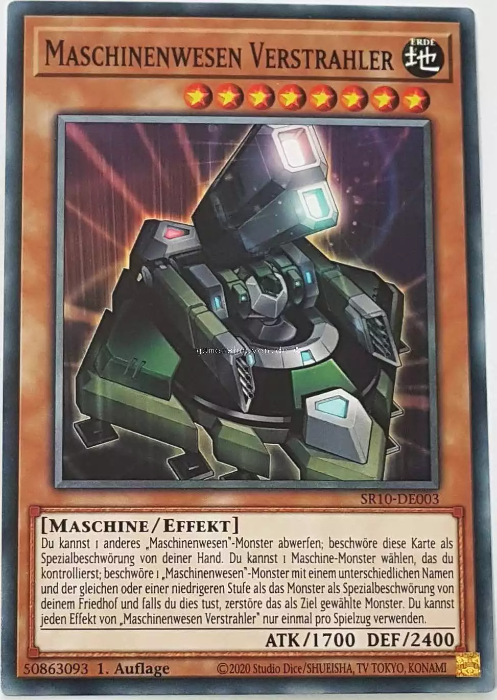 Maschinenwesen Verstrahler SR10-DE003 ist in Common Yu-Gi-Oh Karte aus Structure Deck: Mechanized Madness 1.Auflage