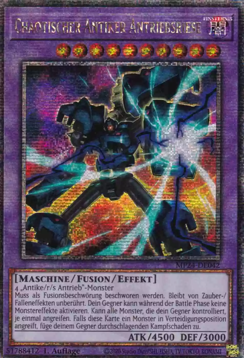 Chaotischer Antiker Antriebsriese MP24-DE042 ist in Quarter Century Secret Rare Yu-Gi-Oh Karte aus 25th Anniversary Tin Dueling Mirrors 1.Auflage