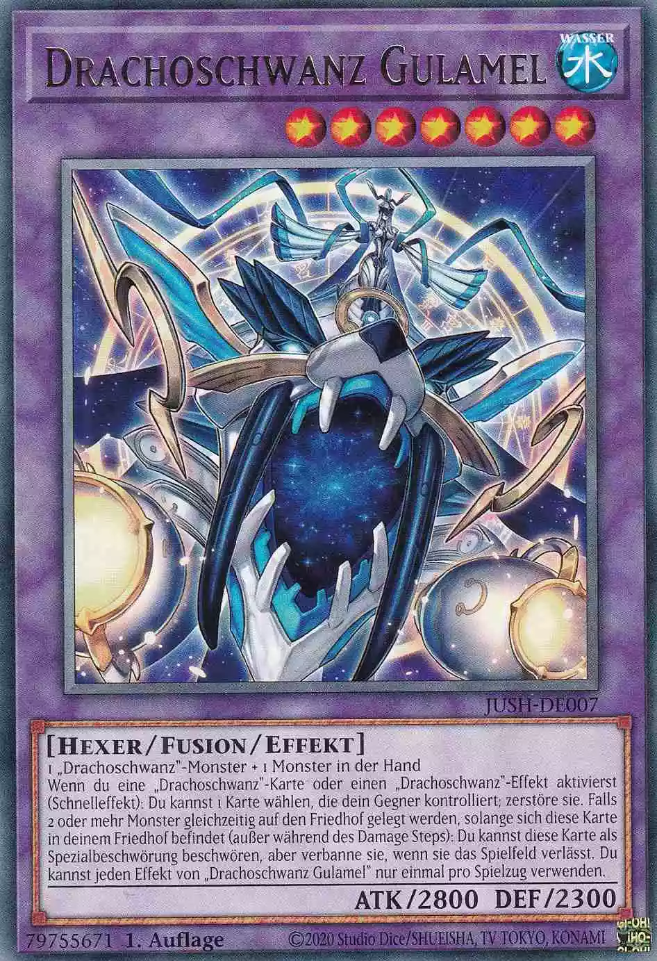 Drachoschwanz Gulamel JUSH-DE007 ist in Rare Yu-Gi-Oh Karte aus Justice Hunters 1.Auflage