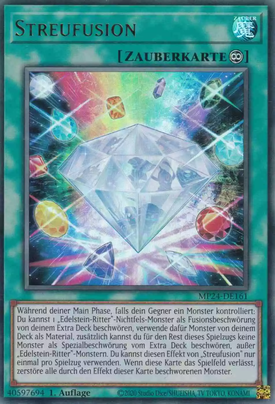 Streufusion Ultra Rare MP24-DE161 Yugioh Karte Streufusion MP24-DE161 ist in Ultra Rare Yu-Gi-Oh Karte aus 25th Anniversary Tin Dueling Mirrors 1.Auflage