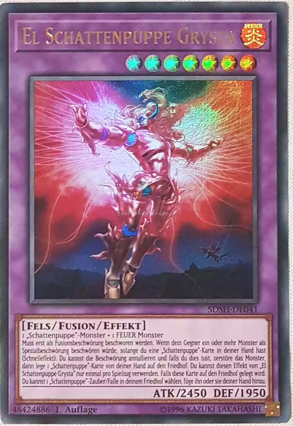 El Schattenpuppe Grysta SDSH-DE041 ist in Ultra Rare Yu-Gi-Oh Karte aus Shaddoll Showdown 1.Auflage