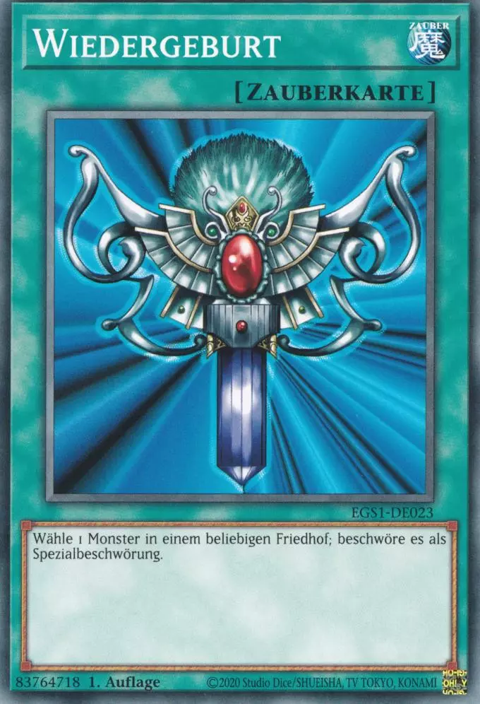 Wiedergeburt EGS1-DE023 ist in Common Yu-Gi-Oh Karte aus God Deck Slifer 1.Auflage