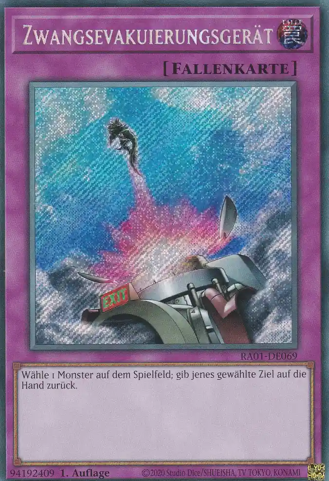 Zwangsevakuierungsgerät RA01-DE069 ist in Secret Rare Yu-Gi-Oh Karte aus 25th Anniversary Rarity Collection 1.Auflage