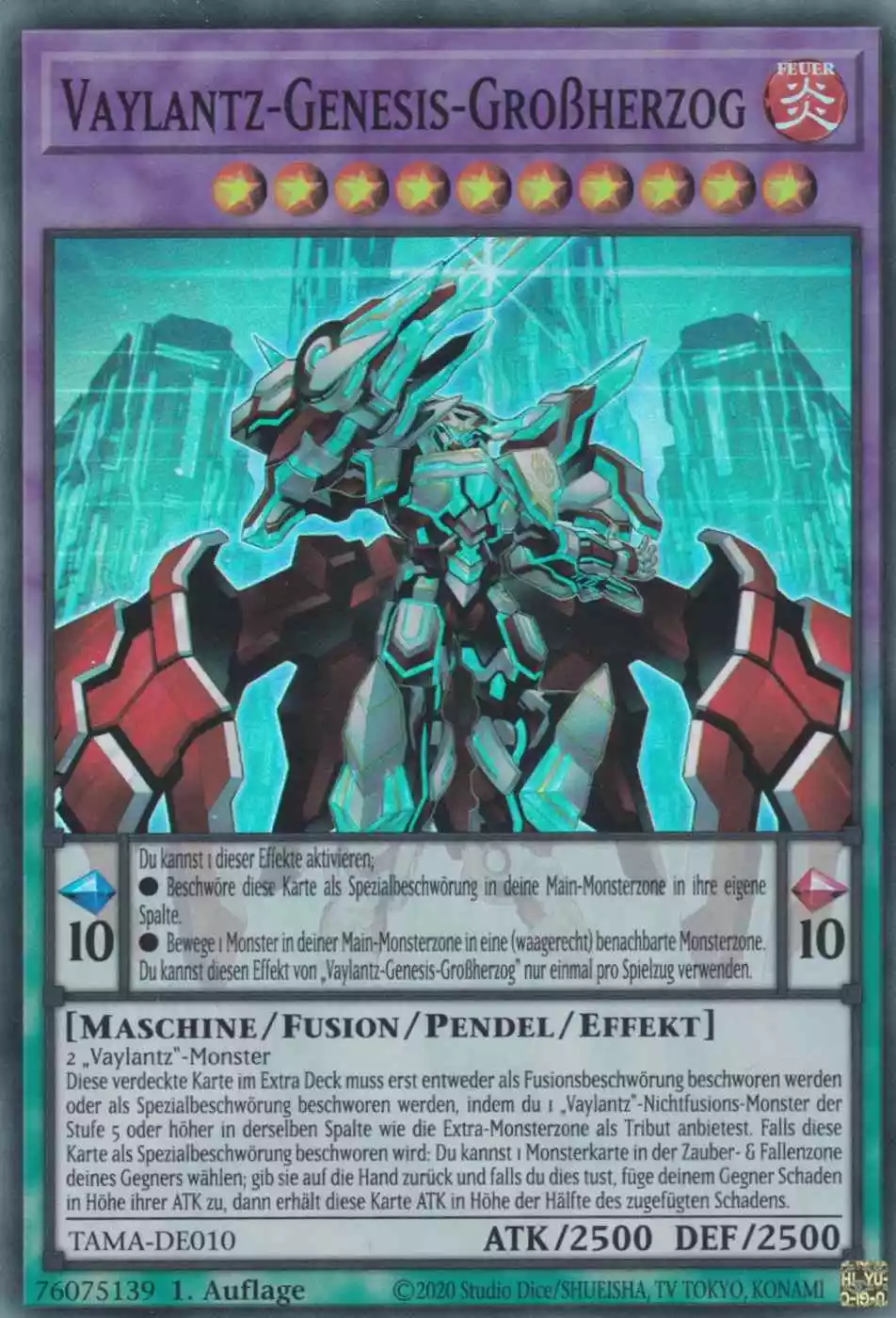 Vaylantz-Genesis-Großherzog TAMA-DE010 ist in Super Rare Yu-Gi-Oh Karte aus Tactical Masters 1.Auflage