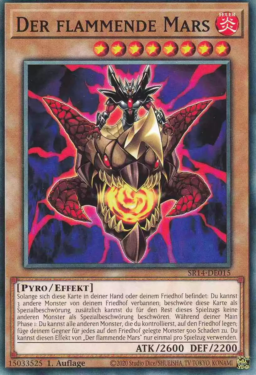 Der flammende Mars SR14-DE015 ist in Common Yu-Gi-Oh Karte aus Fire Kings 1.Auflage