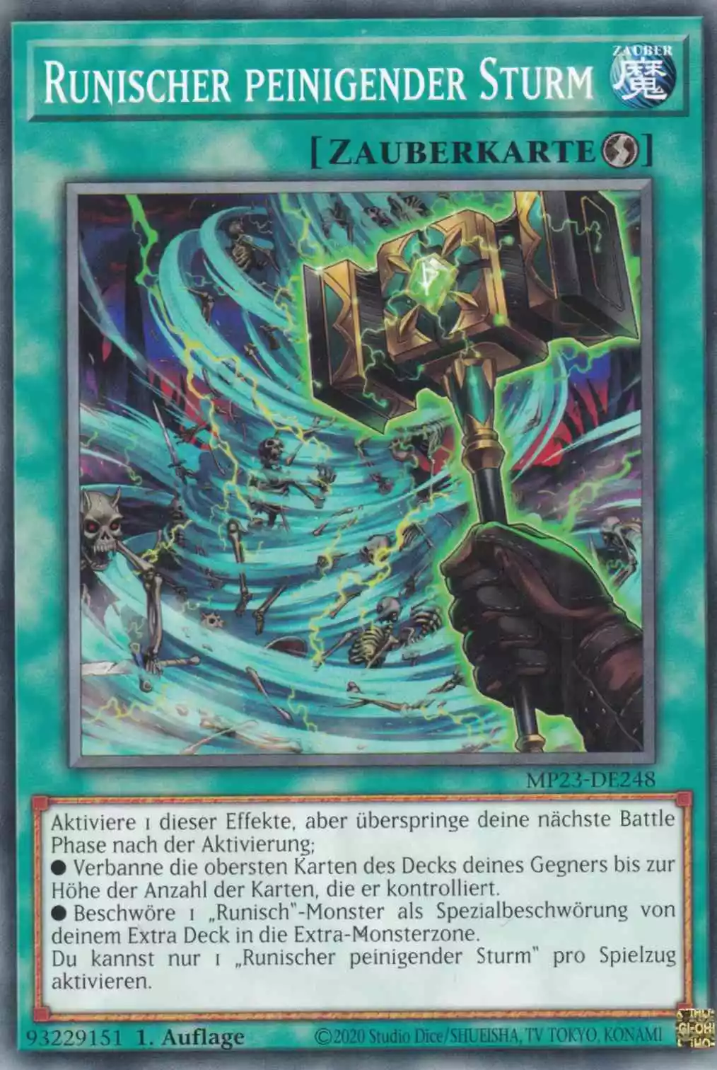 Runischer peinigender Sturm MP23-DE248 ist in Common Yu-Gi-Oh Karte aus 25th Anniversary Tin Dueling Heroes 1.Auflage