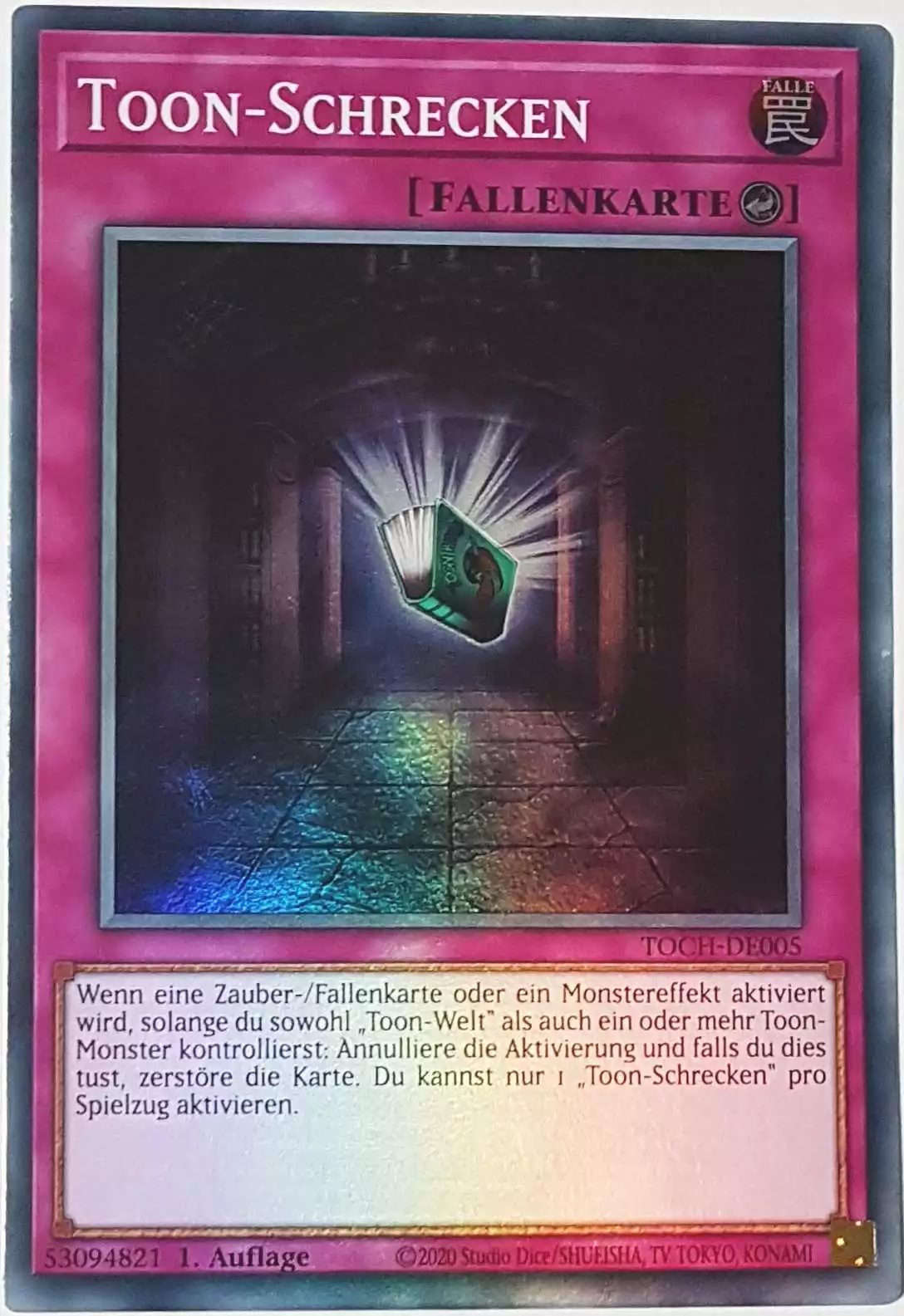 Toon-Schrecken TOCH-DE005 ist in Super Rare Yu-Gi-Oh Karte aus Toon Chaos 1.Auflage