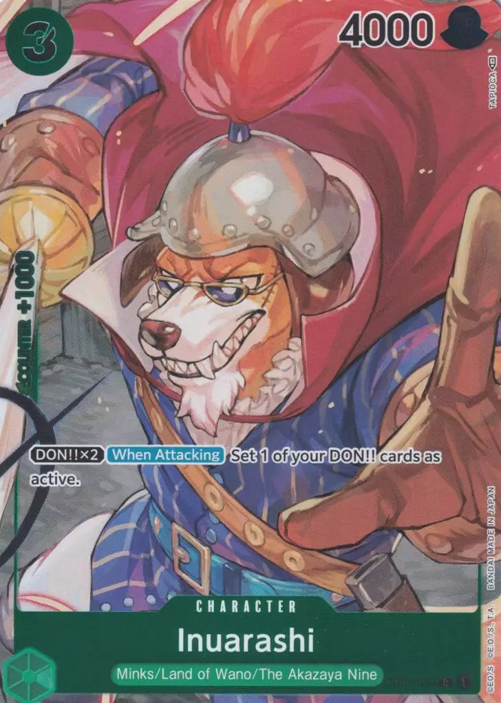 op01-034-a-inuarashi-common-romance-dawn Inuarashi OP01-034 ist in Common. Die One Piece Karte ist aus Romance Dawn in Parallel Alternative Art.
