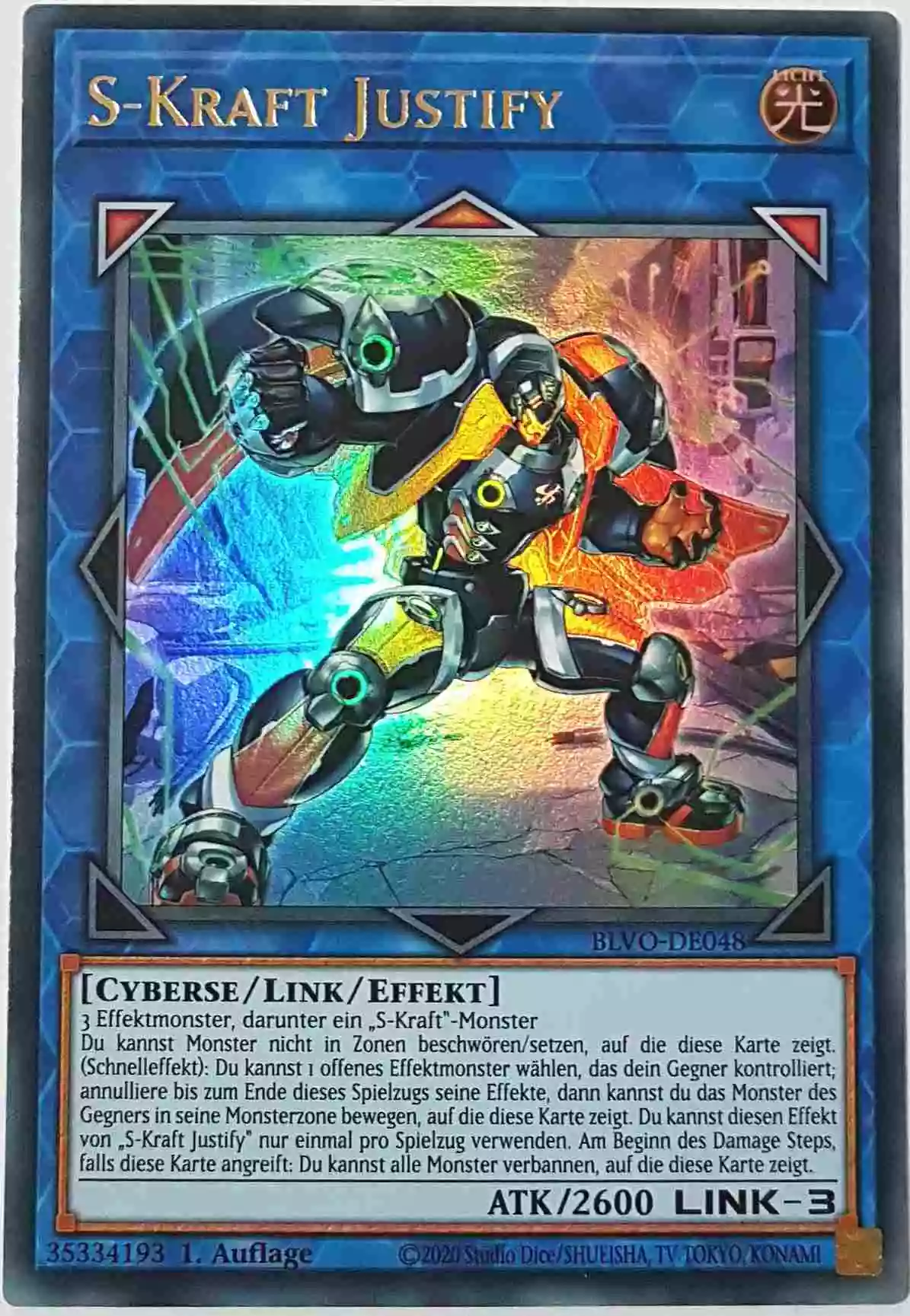 blvo-de048-s-kraft-justify-ultra-rare-blazing-vortex S-Kraft Justify BLVO-DE048 ist in Ultra Rare Yu-Gi-Oh Karte aus Blazing Vortex 1.Auflage