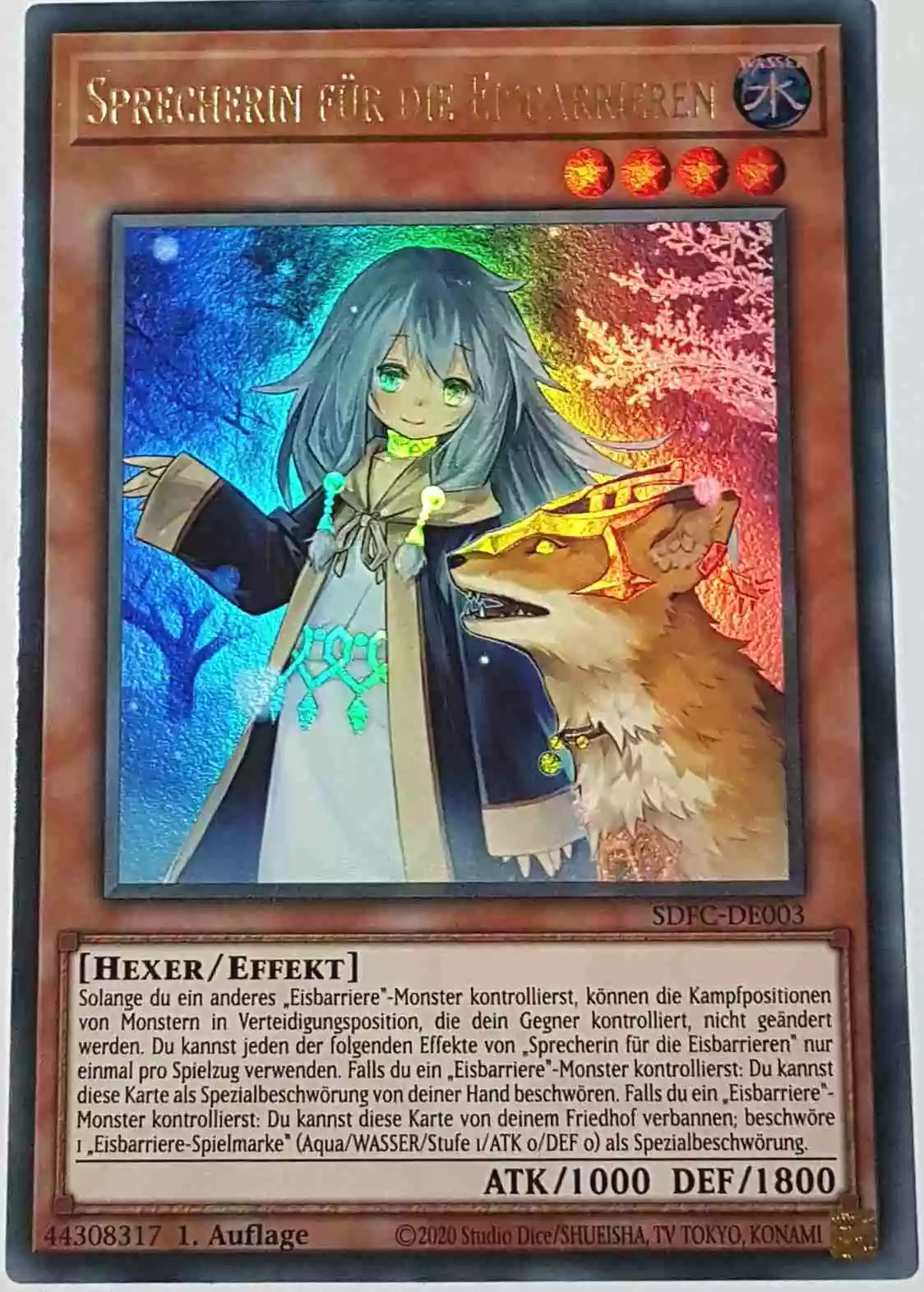 Sprecherin für die Eisbarrieren SDFC-DE003 ist in Ultra Rare Yu-Gi-Oh Karte aus Freezing Chains 1.Auflage