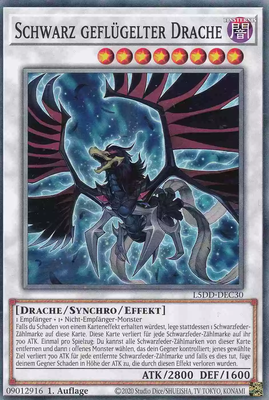 Schwarz geflügelter Drache L5DD-DEC30 ist in Common Yu-Gi-Oh Karte aus Legendary 5D’s Decks 1.Auflage