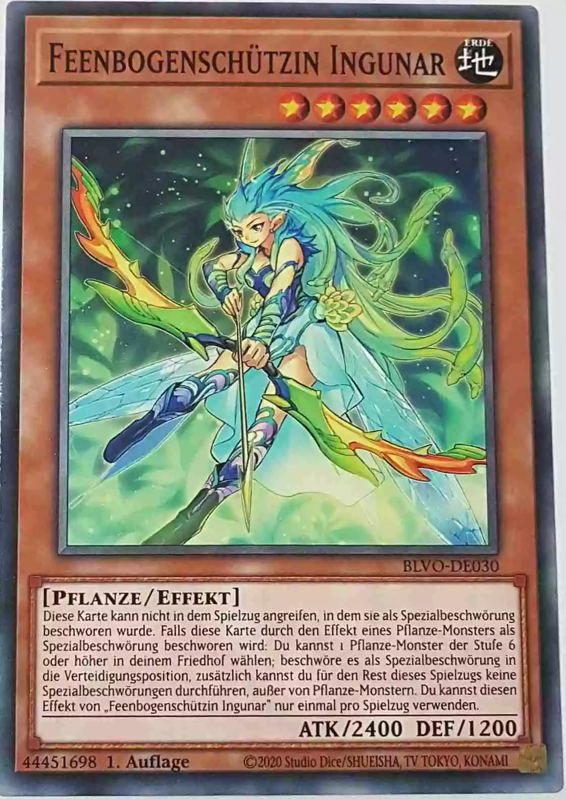 Feenbogenschützin Ingunar BLVO-DE030 ist in Common Yu-Gi-Oh Karte aus Blazing Vortex 1.Auflage