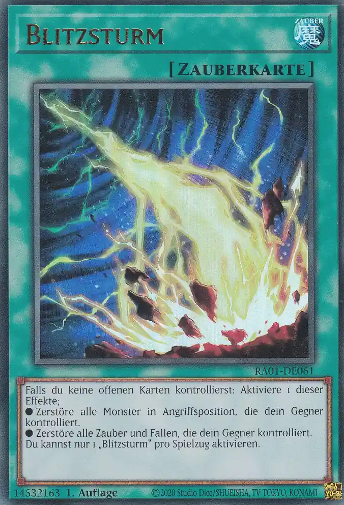 Blitzsturm RA01-DE061 ist in Ultra Rare Yu-Gi-Oh Karte aus 25th Anniversary Rarity Collection 1.Auflage