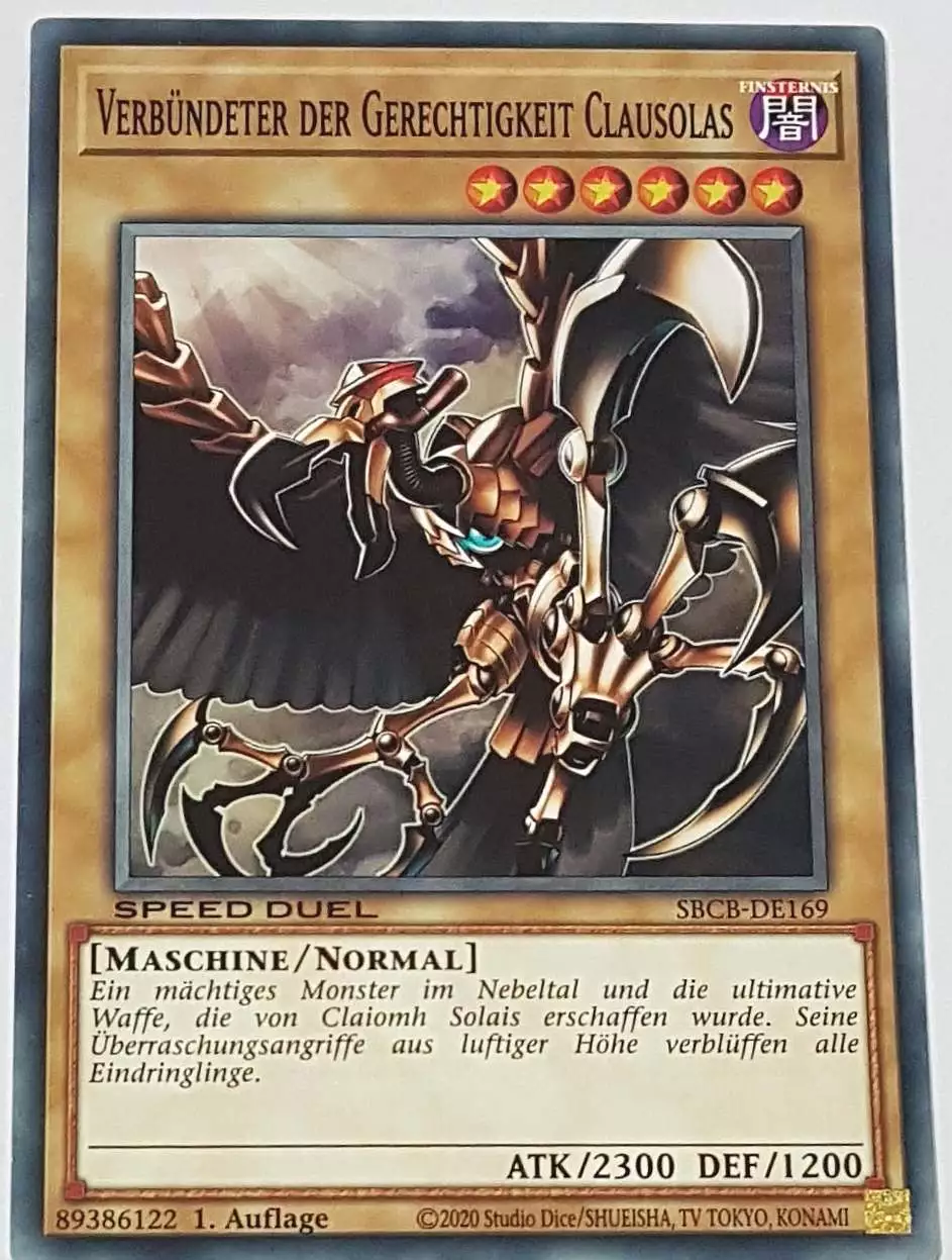 Verbündeter der Gerechtigkeit Clausolas SBCB-DE169 ist in Common Yu-Gi-Oh Karte aus Speed Duel Battle City Box 1. Auflage