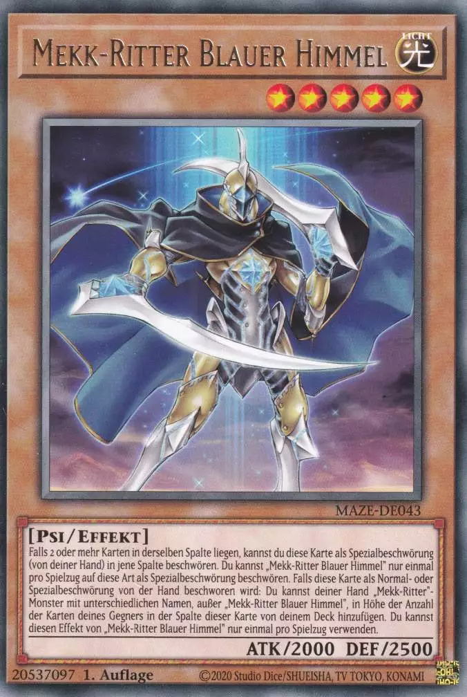 Mekk-Ritter Blauer Himmel MAZE-DE043 ist in Rare Yu-Gi-Oh Karte aus Maze of Memories 1.Auflage