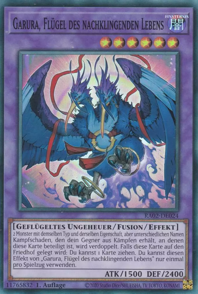 Garura, Flügel des nachklingenden Lebens RA02-DE024 ist in Super Rare Yu-Gi-Oh Karte aus 25th Anniversary Rarity Collection 2 1.Auflage