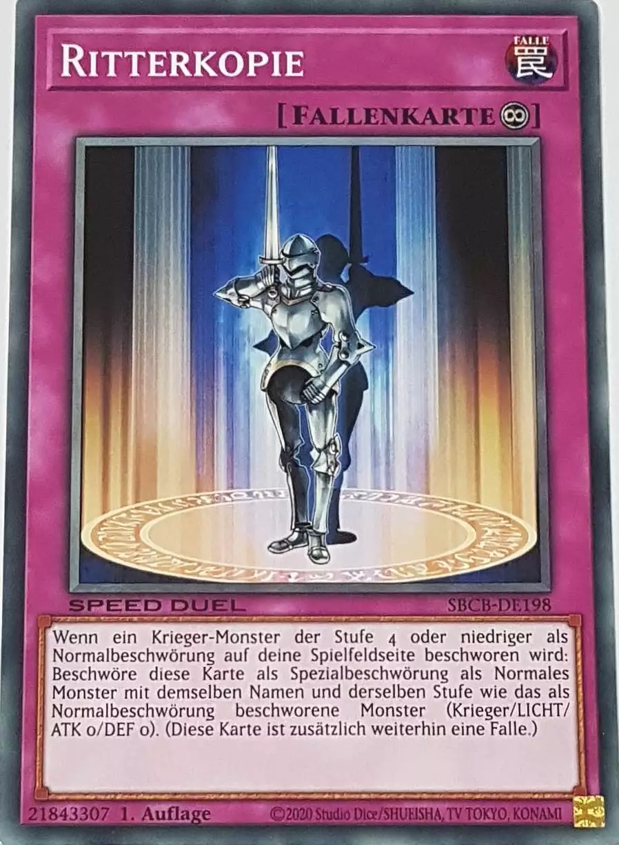 Ritterkopie SBCB-DE198 ist in Common Yu-Gi-Oh Karte aus Speed Duel Battle City Box 1. Auflage