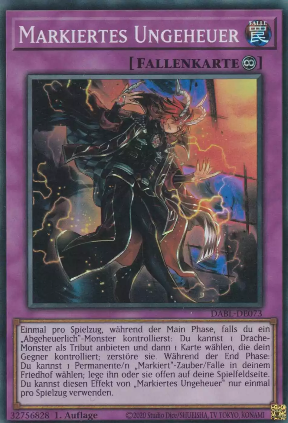 Markiertes Ungeheuer DABL-DE073 ist in Super Rare Yu-Gi-Oh Karte aus Darkwing Blast 1.Auflage