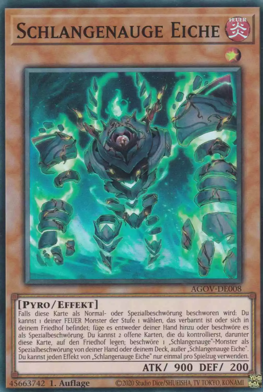 Schlangenauge Eiche AGOV-DE008 ist in Super Rare Yu-Gi-Oh Karte aus Age of Overlord 1.Auflage