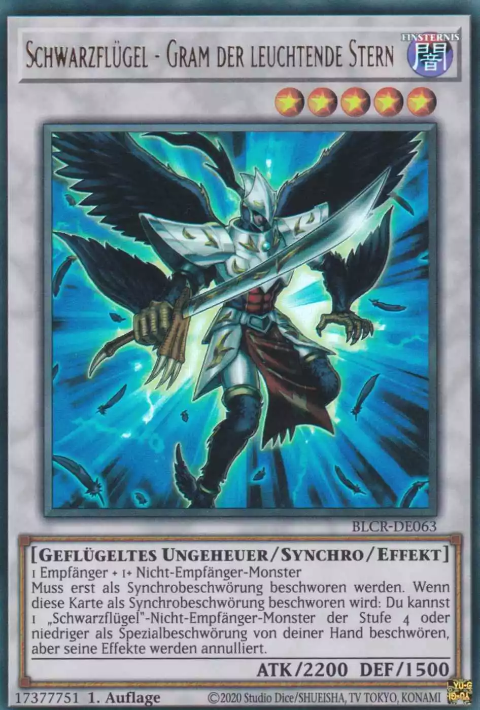 Schwarzflügel - Gram der leuchtende Stern BLCR-DE063 ist in Ultra Rare Yu-Gi-Oh Karte aus Battles of Legend Crystal Revenge 1.Auflage