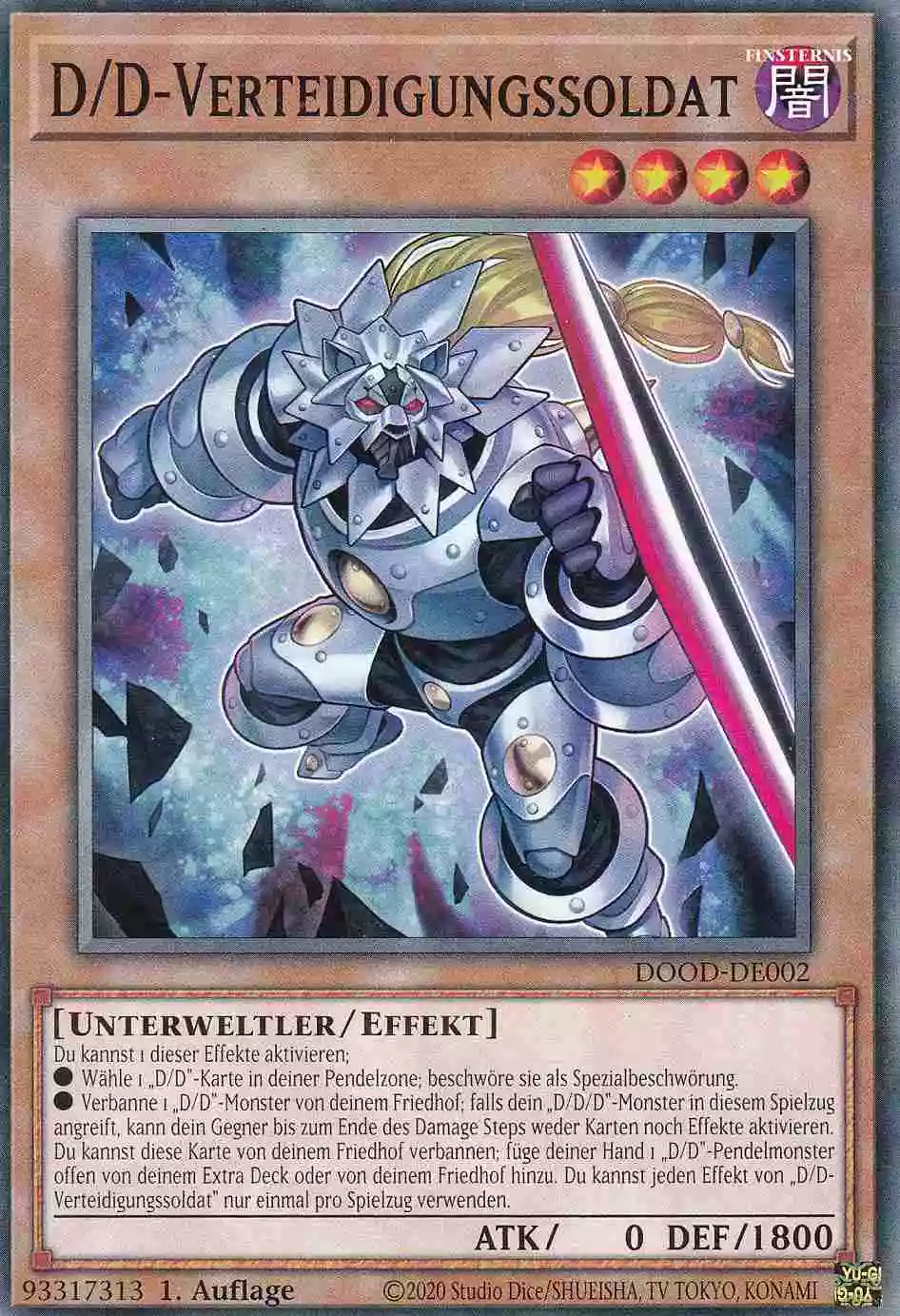 D/D-Verteidigungssoldat DOOD-DE002 ist in Common Yu-Gi-Oh Karte aus Doom of Dimensions 1.Auflage
