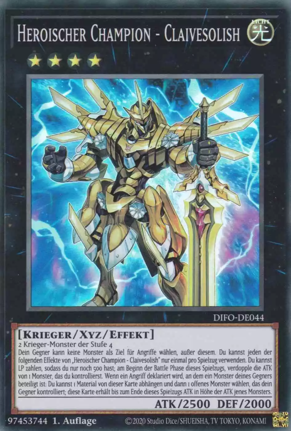Heroischer Champion - Claivesolish DIFO-DE044 ist in Super Rare Yu-Gi-Oh Karte aus Dimension Force 1.Auflage