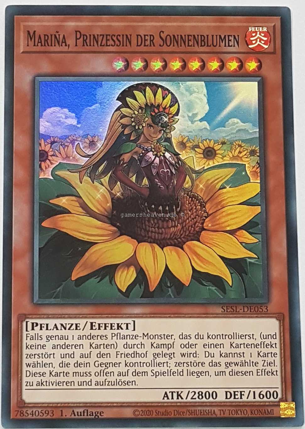 Mariña, Prinzessin der Sonnenblumen SESL-DE053 ist in Super Rare Yu-Gi-Oh Karte aus Secret Slayers 1.Auflage
