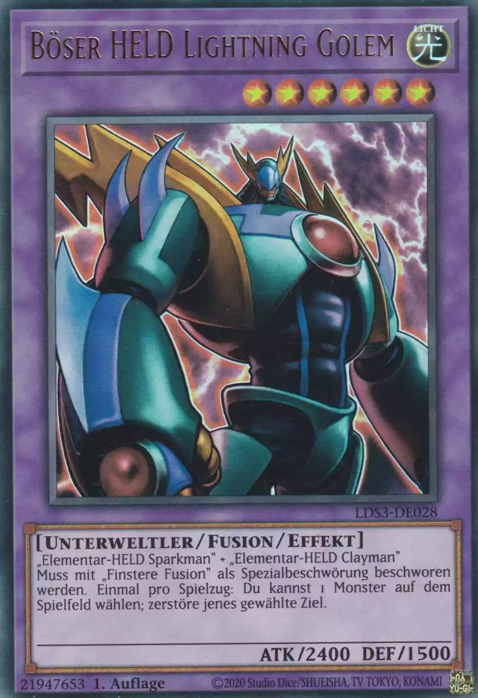 Böser HELD Lightning Golem LDS3-DE028 ist in Ultra Rare Yu-Gi-Oh Karte aus Legendary Duelists Season 3 1.Auflage