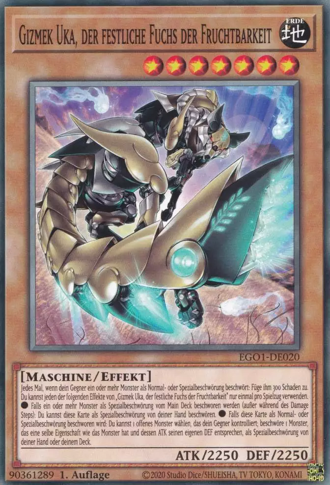 Gizmek Uka, der festliche Fuchs der Fruchtbarkeit EGO1-DE020 ist in Common Yu-Gi-Oh Karte aus Egyptian God Deck Obelisk 1.Auflage