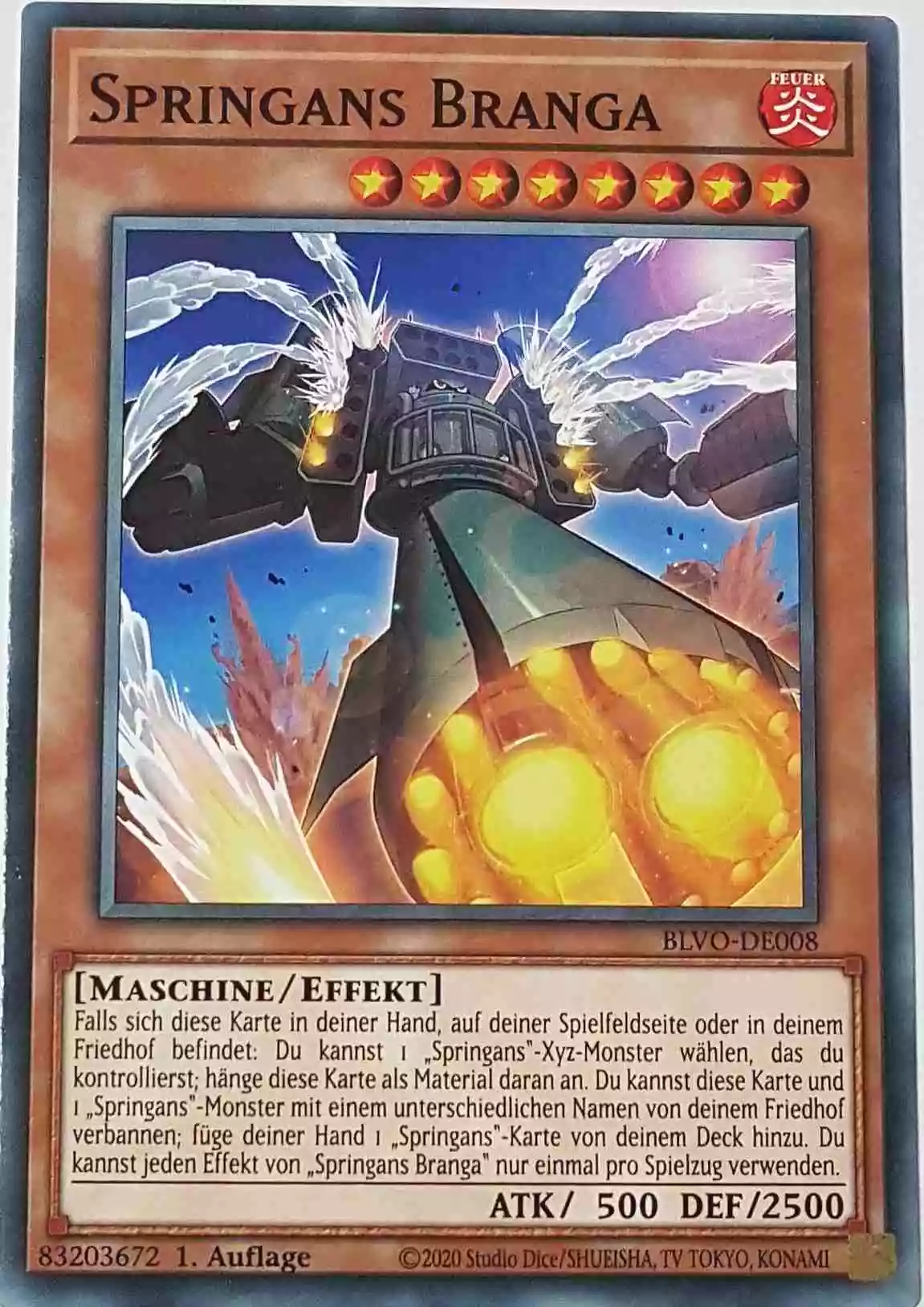 Springans Branga BLVO-DE008 ist in Common Yu-Gi-Oh Karte aus Blazing Vortex 1.Auflage