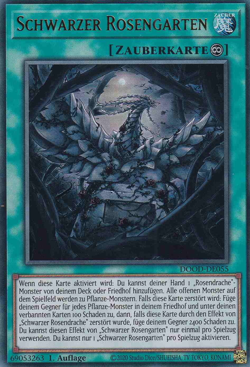 Schwarzer Rosengarten DOOD-DE055 ist in Ultra Rare Yu-Gi-Oh Karte aus Doom of Dimensions 1.Auflage