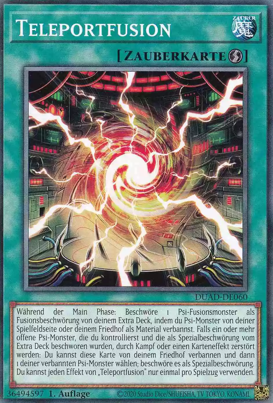 Teleportfusion DUAD-DE060 ist in Common Yu-Gi-Oh Karte aus Duelist’s Advance 1.Auflage