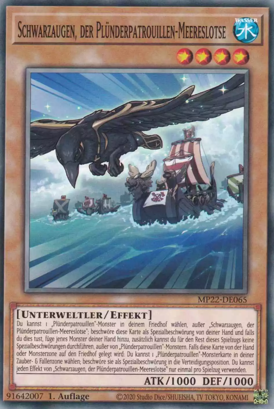 Schwarzaugen, der Plünderpatrouillen-Meereslotse MP22-DE065 ist in Common Yu-Gi-Oh Karte aus Tin of the Pharaoh’s Gods 1.Auflage
