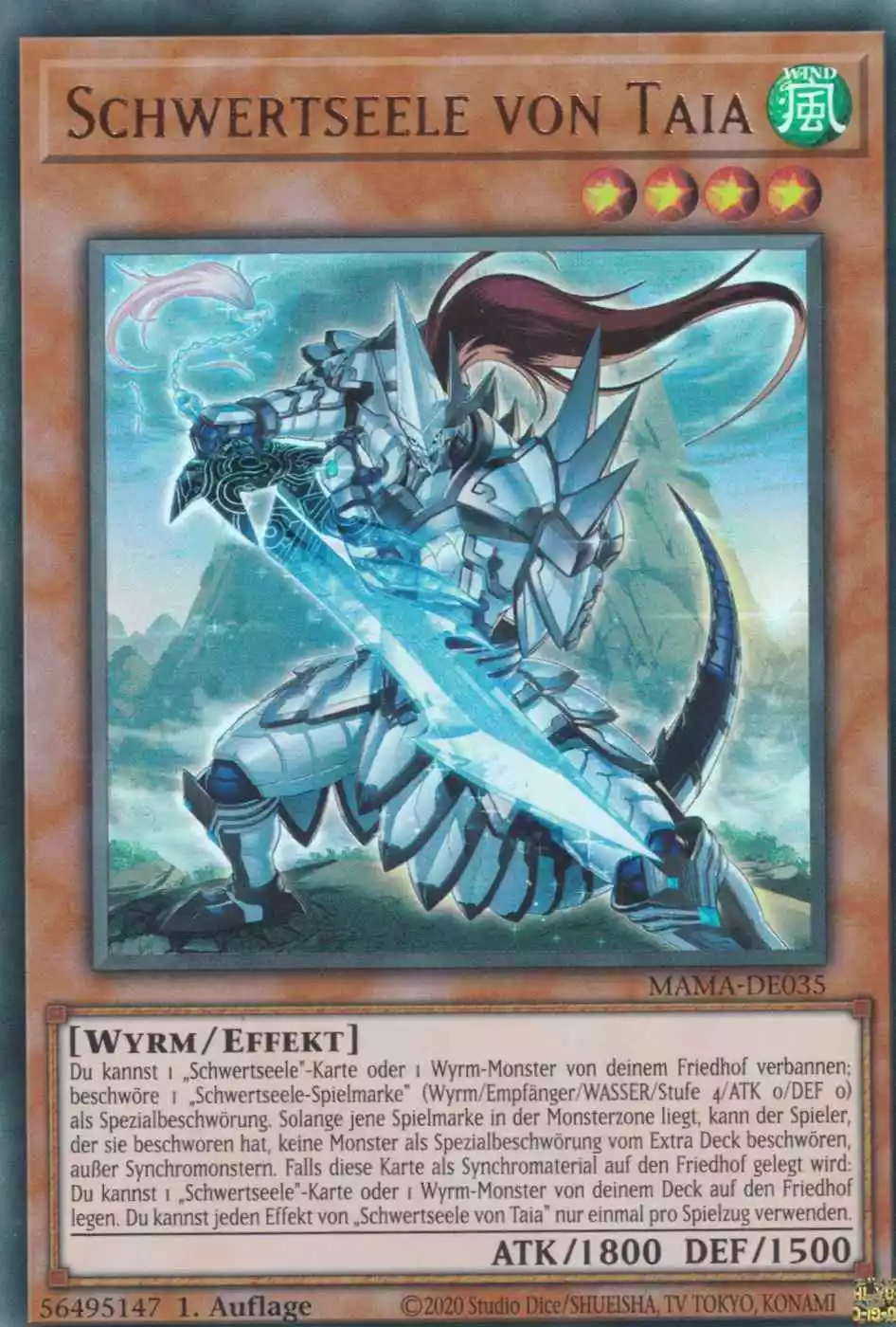 Schwertseele von Taia MAMA-DE035 ist in Ultra Rare Yu-Gi-Oh Karte aus Magnificent Mavens 1.Auflage