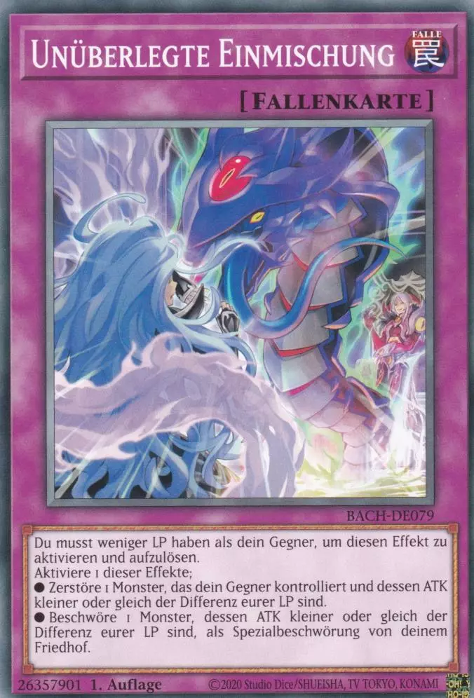 Unüberlegte Einmischung BACH-DE079 ist in Common Yu-Gi-Oh Karte aus Battle of Chaos 1.Auflage