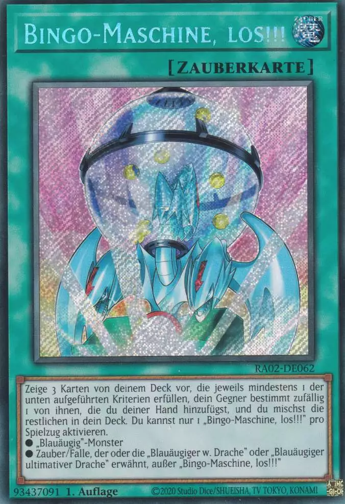 Bingo-Maschine, los!!! RA02-DE062 ist in Secret Rare Yu-Gi-Oh Karte aus 25th Anniversary Rarity Collection 2 1.Auflage