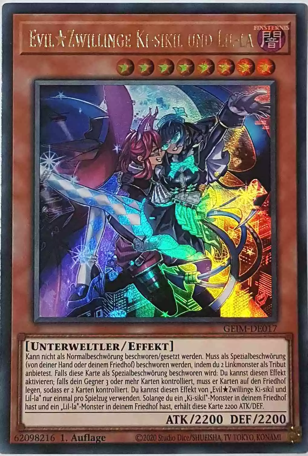 Evil Zwillinge Ki-sikil und Lil-la GEIM-DE017 ist in Ultra Rare Yu-Gi-Oh Karte aus Genesis Impact 1. Auflage