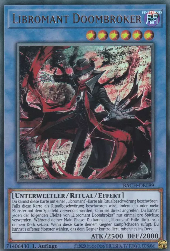 bach-de089-libromant-doombroker-ultra-rare-battle-of-chaos Libromant Doombroker BACH-DE089 ist in Ultra Rare Yu-Gi-Oh Karte aus Battle of Chaos 1.Auflage