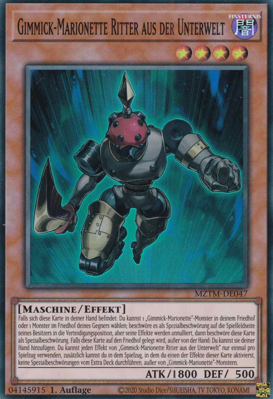 Gimmick-Marionette Ritter aus der Unterwelt MZTM-DE047 ist in Super Rare Yu-Gi-Oh Karte aus Maze of the Master 1.Auflage