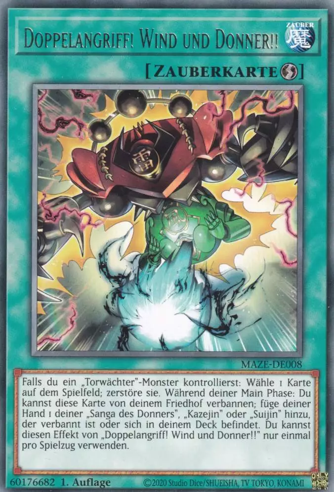 Doppelangriff! Wind und Donner!! MAZE-DE008 ist in Rare Yu-Gi-Oh Karte aus Maze of Memories 1.Auflage