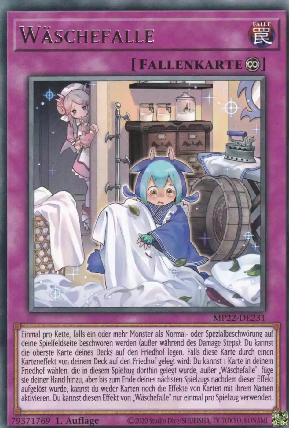 Wäschefalle MP22-DE231 ist in Rare Yu-Gi-Oh Karte aus Tin of the Pharaoh’s Gods 1.Auflage