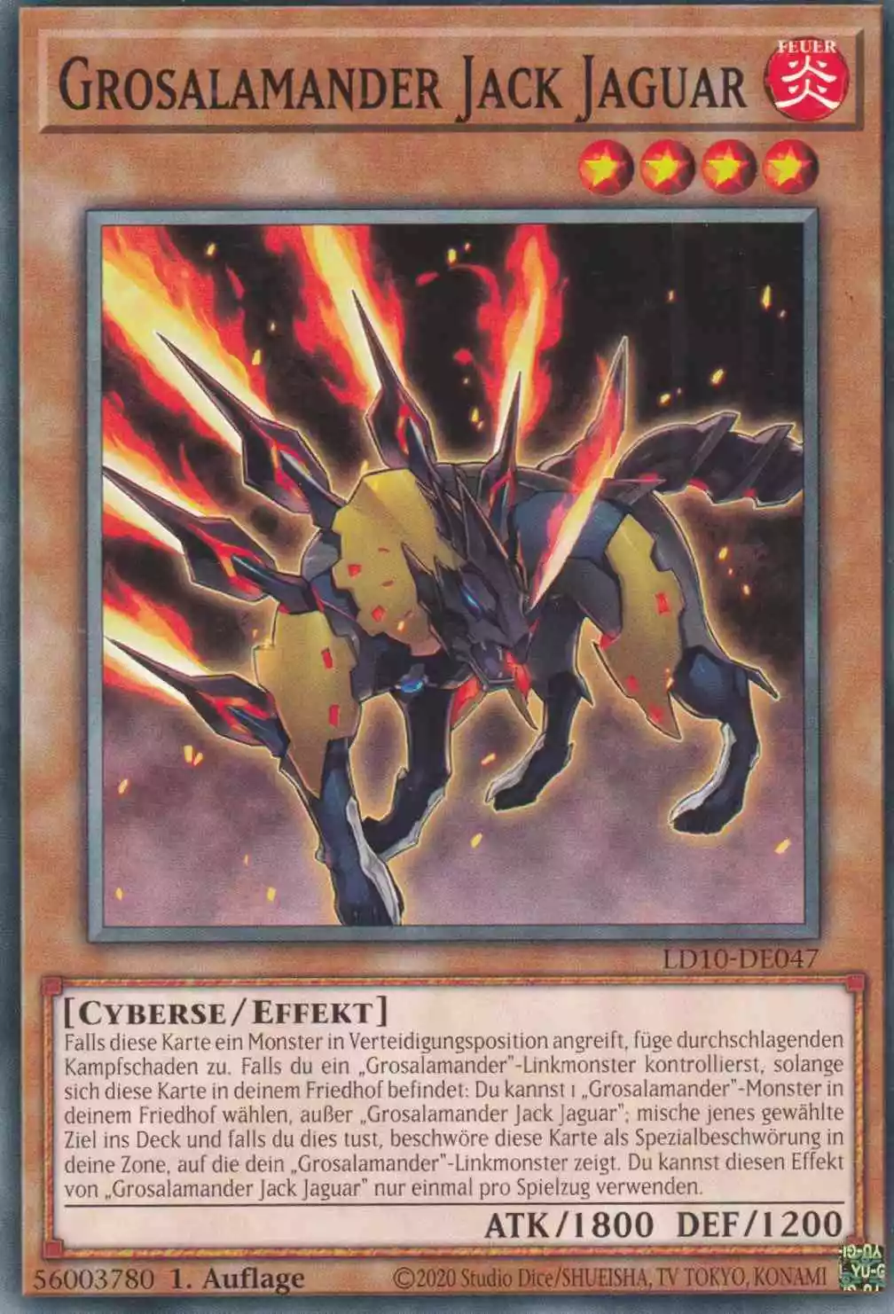 Grosalamander Jack Jaguar LD10-DE047 ist in Common Yu-Gi-Oh Karte aus Legendary Duelists Soulburning Volcano 1.Auflage