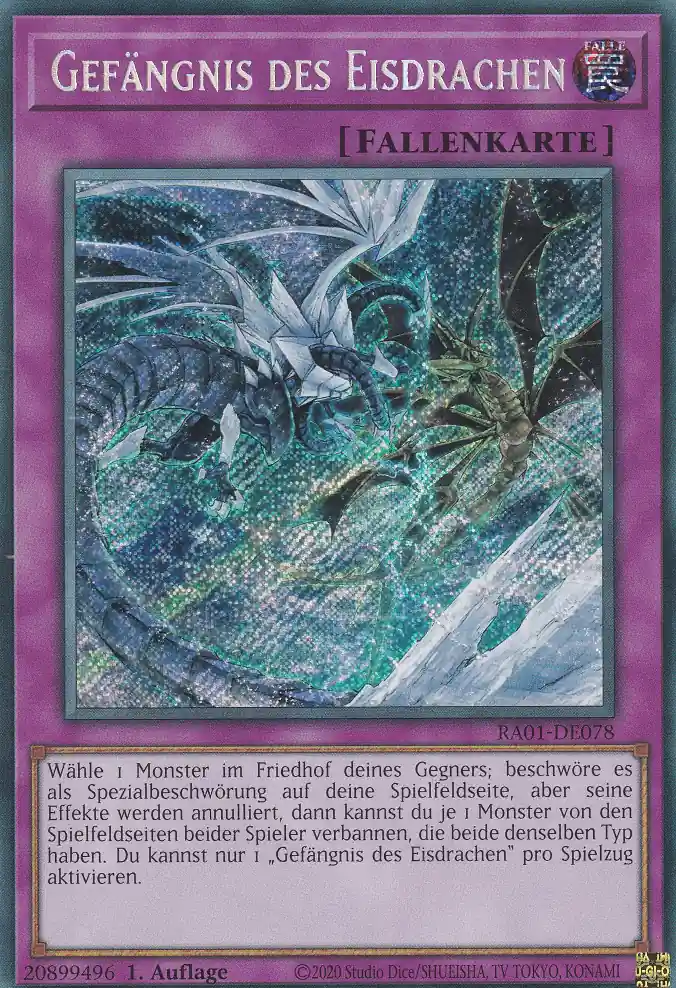 ra01-de078-scr-gefaengnis-des-eisdrachen-secret-rare-25th-anniversary-rarity-collection Gefängnis des Eisdrachen RA01-DE078 ist in Secret Rare Yu-Gi-Oh Karte aus 25th Anniversary Rarity Collection 1.Auflage