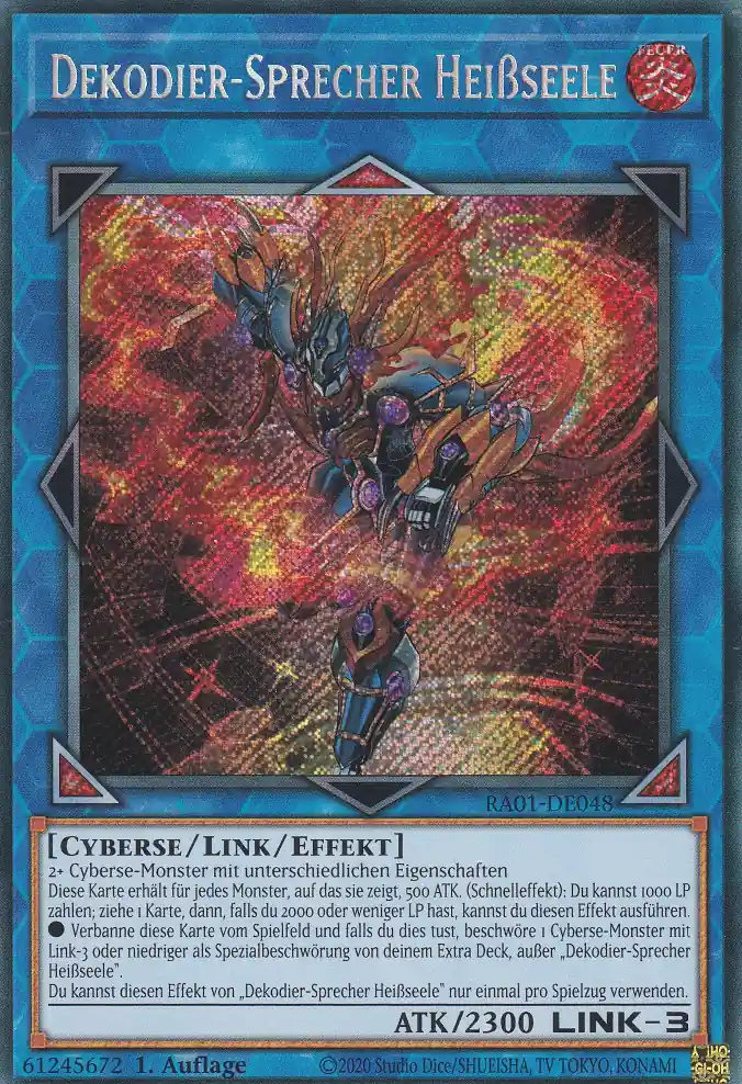 ra01-de048-scr-dekodier-sprecher-heissseele-secret-rare-25th-anniversary-rarity-collection Dekodier-Sprecher Heißseele RA01-DE048 ist in Secret Rare Yu-Gi-Oh Karte aus 25th Anniversary Rarity Collection 1.Auflage