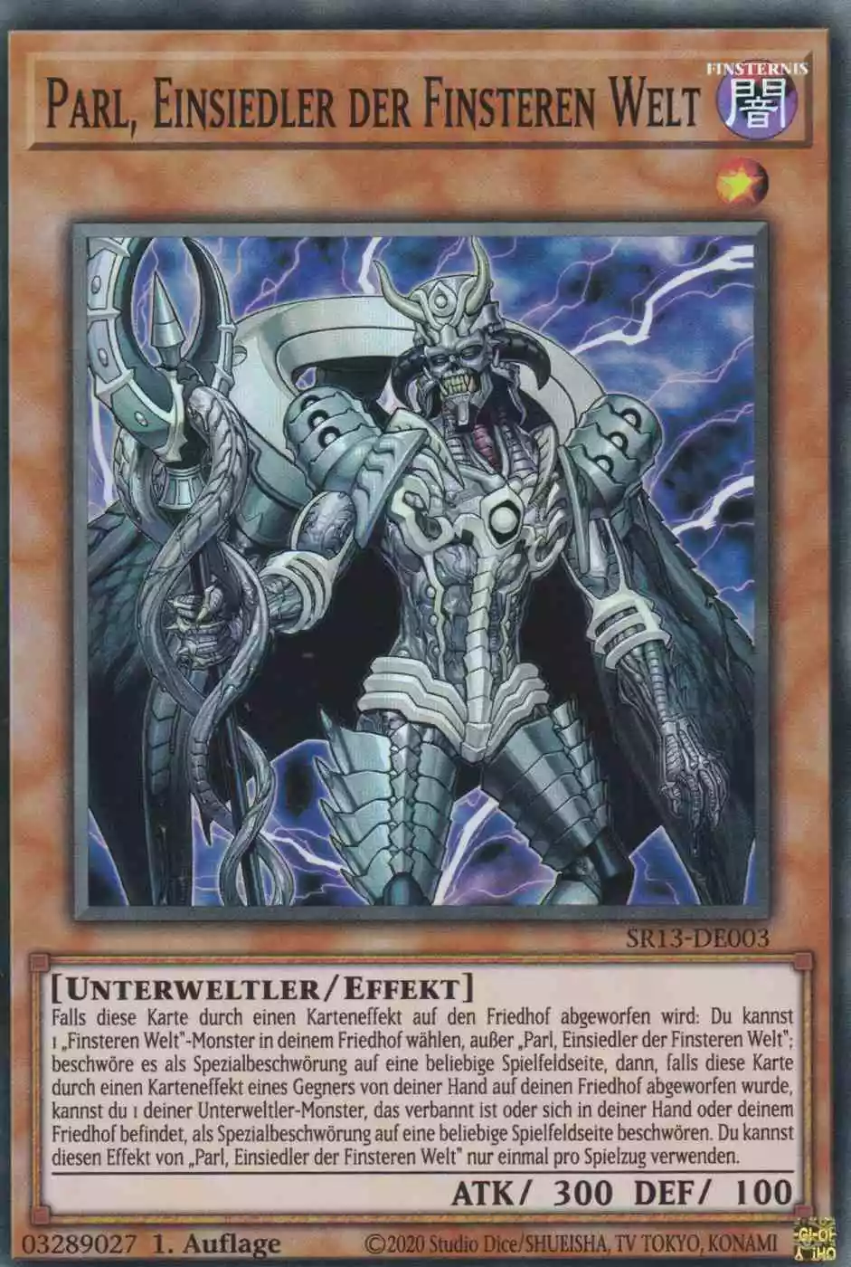 Parl, Einsiedler der Finsteren Welt SR13-DE003 ist in Super Rare Yu-Gi-Oh Karte aus Dark World 1.Auflage