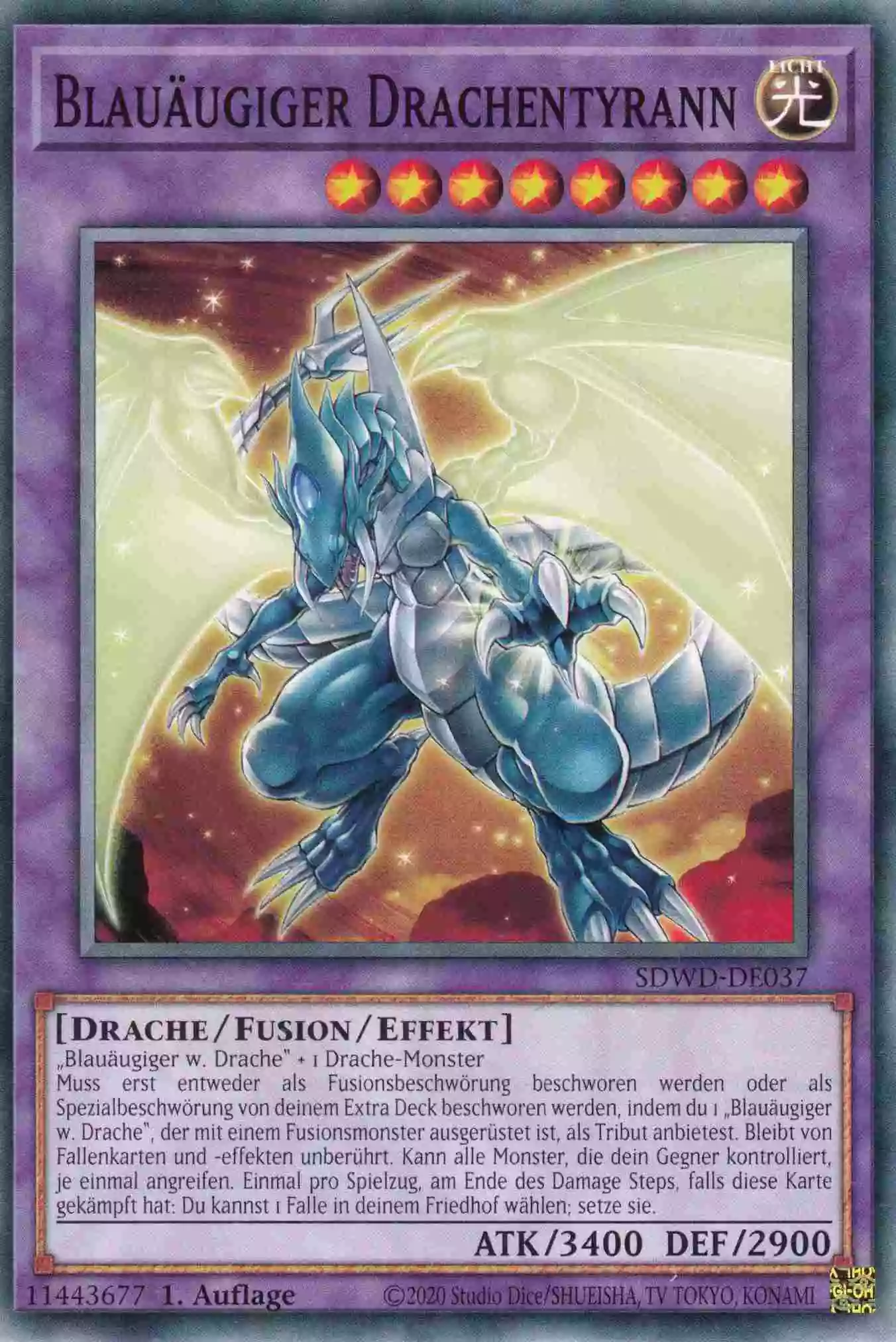 Blauäugiger Drachentyrann SDWD-DE037 ist in Common Yu-Gi-Oh Karte aus Blue-Eyes White Destiny 1.Auflage