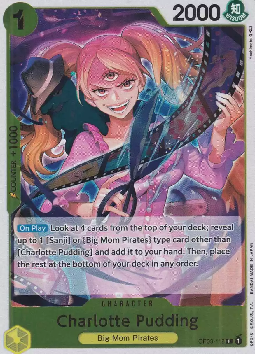 Charlotte Pudding OP03-112 ist in Rare. Die One Piece Karte ist aus Pillars of Strength OP-03 in Normal Art.