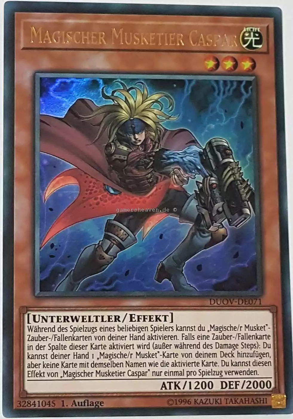 Magischer Musketier Caspar DUOV-DE071 ist in Ultra Rare Yu-Gi-Oh Karte aus Duel Overload 1.Auflage